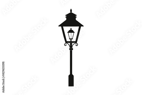 old street lamp silhouette vector illustration on white background