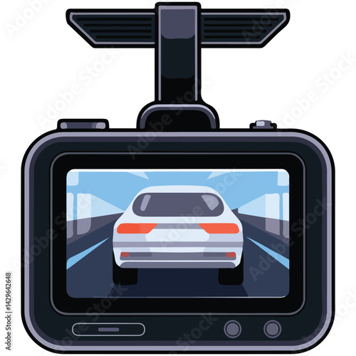drive recorder car camera recording isolated vector illustration on white background