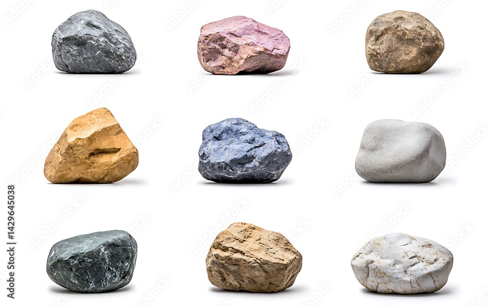 Colored Rocks Isolated Studio Shot Colored Rocks Isolated Studio Shot
