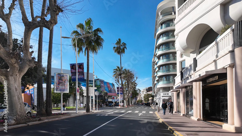 French Riviera. Boulevard de la Croisette in Cannes, Provence-Alpes-Cote d'Azur, France 25 February 2025