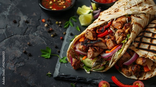 Tasty Shawarma Wrap with copyspace