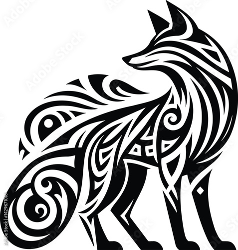 Wallpaper Mural Dynamic tribal fox silhouette with geometric patterns Torontodigital.ca