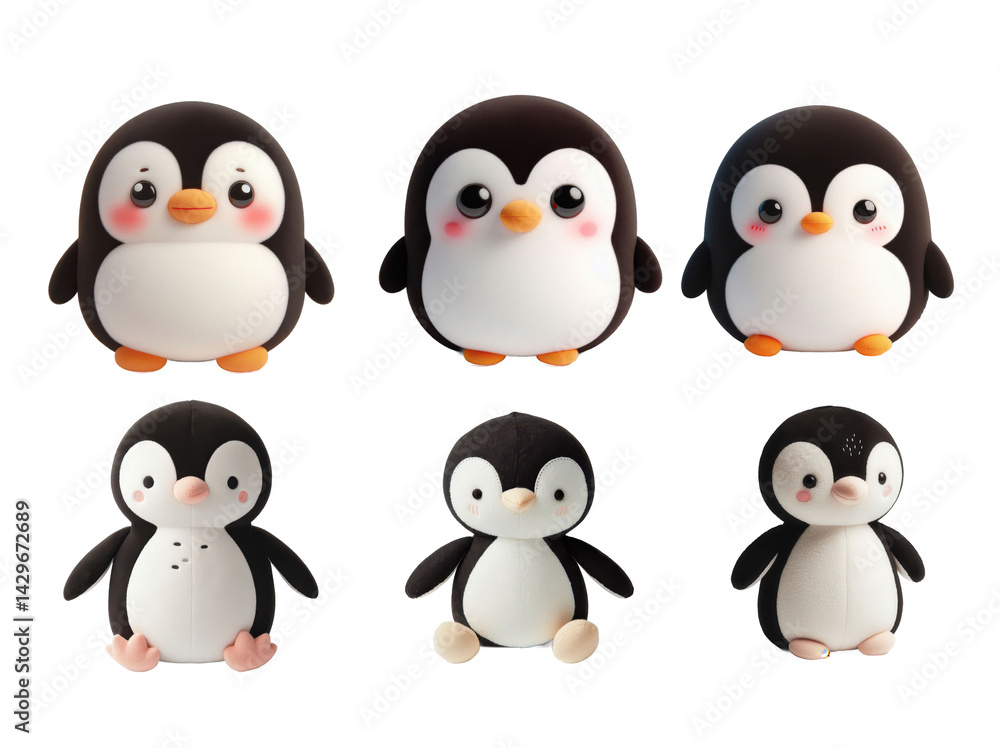 Fototapeta premium Penguin Plushie Array Cute Collection Display