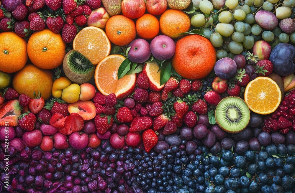 Colorful array of fresh fruits Colorful array of fresh fruits