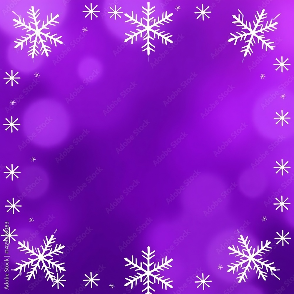 Elegant Winter Holiday Snowflake Frame on a Vibrant Purple Gradient Background Elegant Winter Holiday Snowflake Frame on a Vibrant Purple Gradient Background