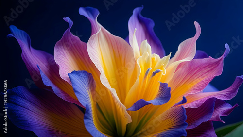 Purple and Yellow Flower Petals on Dark Background