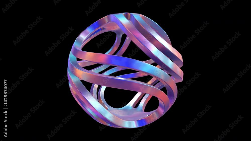 3D abstract iridescent sphere loop with luma matte – futuristic design element.