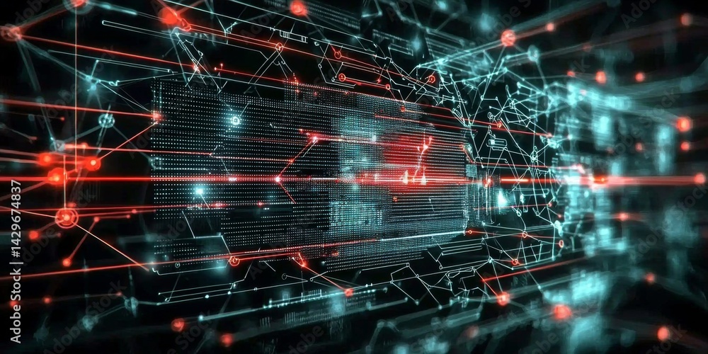 Obraz premium Analyzing network vulnerabilities with advanced cybersecurity tools.