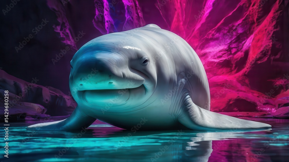 Fototapeta premium Beluga neon gradient background
