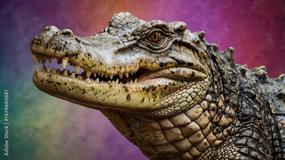 Obraz premium Crocodile neon gradient background