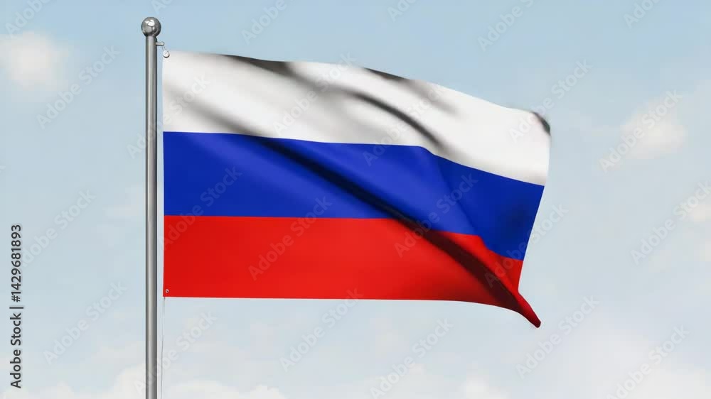 Waving National Flag of Russia on Flagpole with White Background, Tricolor Symbol of Russian Federation, Patriotism. Russian Nation flag slow motion animation. Russian Flag blowing in the breeze video Waving National Flag of Russia on Flagpole with White Background, Tricolor Symbol of Russian Federation, Patriotism. Russian Nation flag slow motion animation. Russian Flag blowing in the breeze video