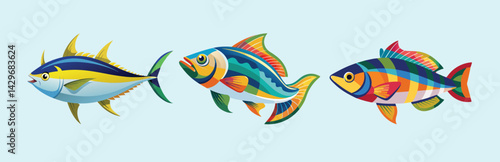 Skipjack shad alosa chrysochloris, fish from North America vector set 