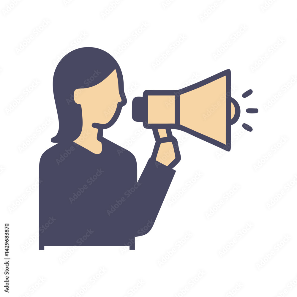 Fototapeta premium Activist Using Loudspeaker to Voice Message Icon Design