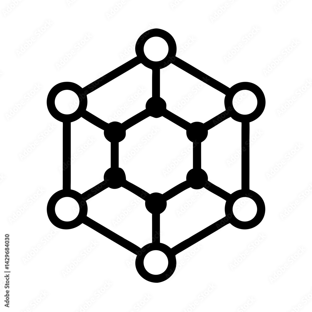 Atomic Hexagon Structure with Molecular Bonds Icon Design Atomic Hexagon Structure with Molecular Bonds Icon Design