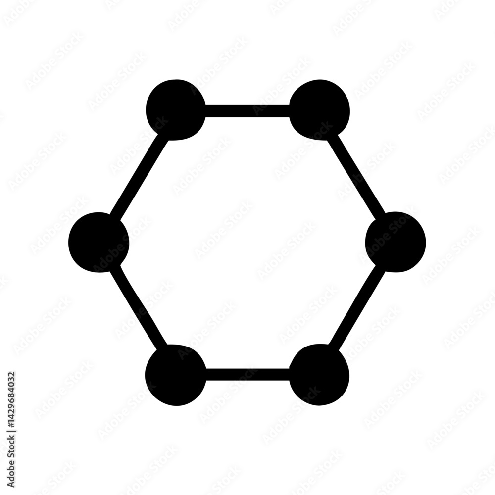 Atomic Hexagon Structure with Molecular Bonds Icon Design Atomic Hexagon Structure with Molecular Bonds Icon Design