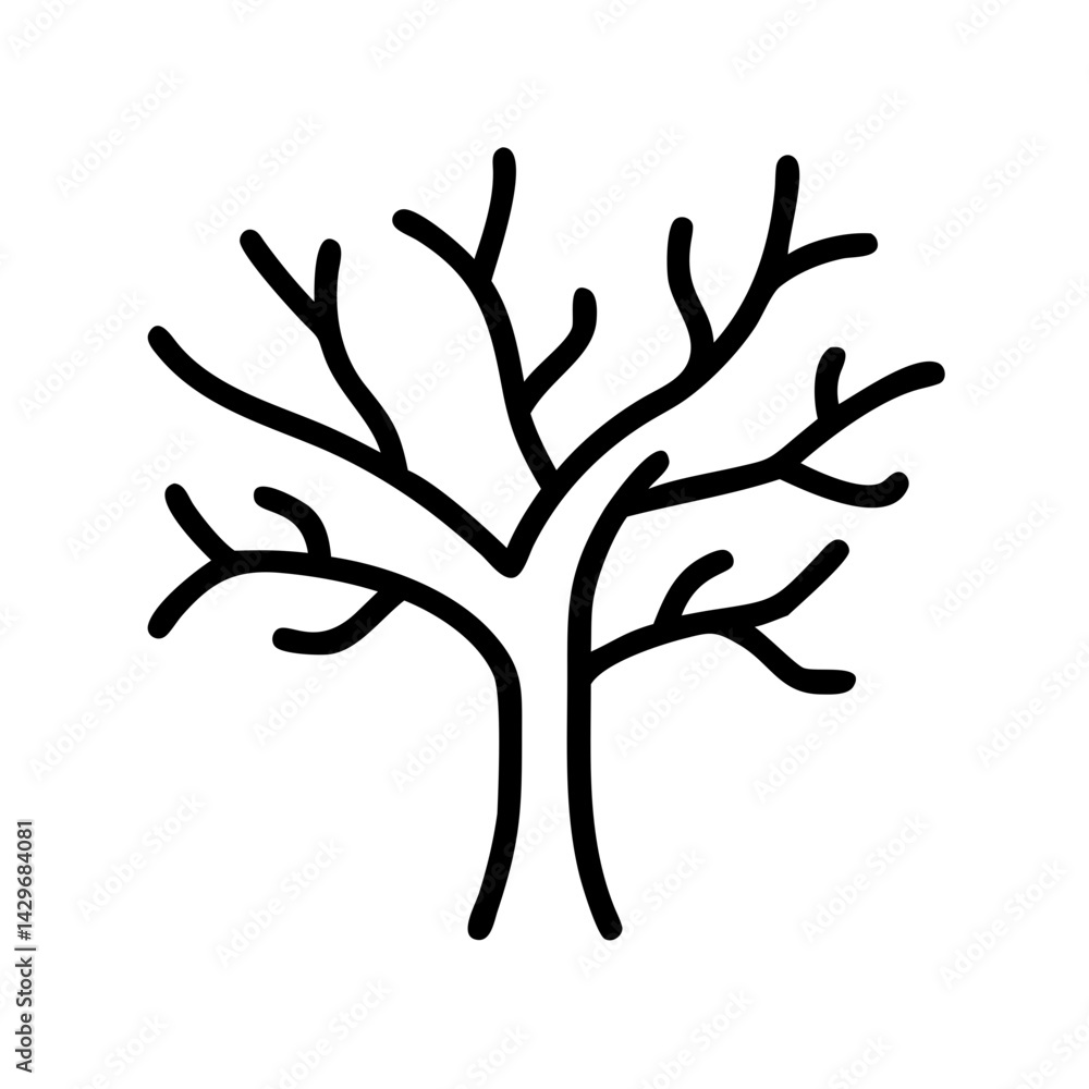 Bare Autumn Tree with Falling Branches Icon Design
