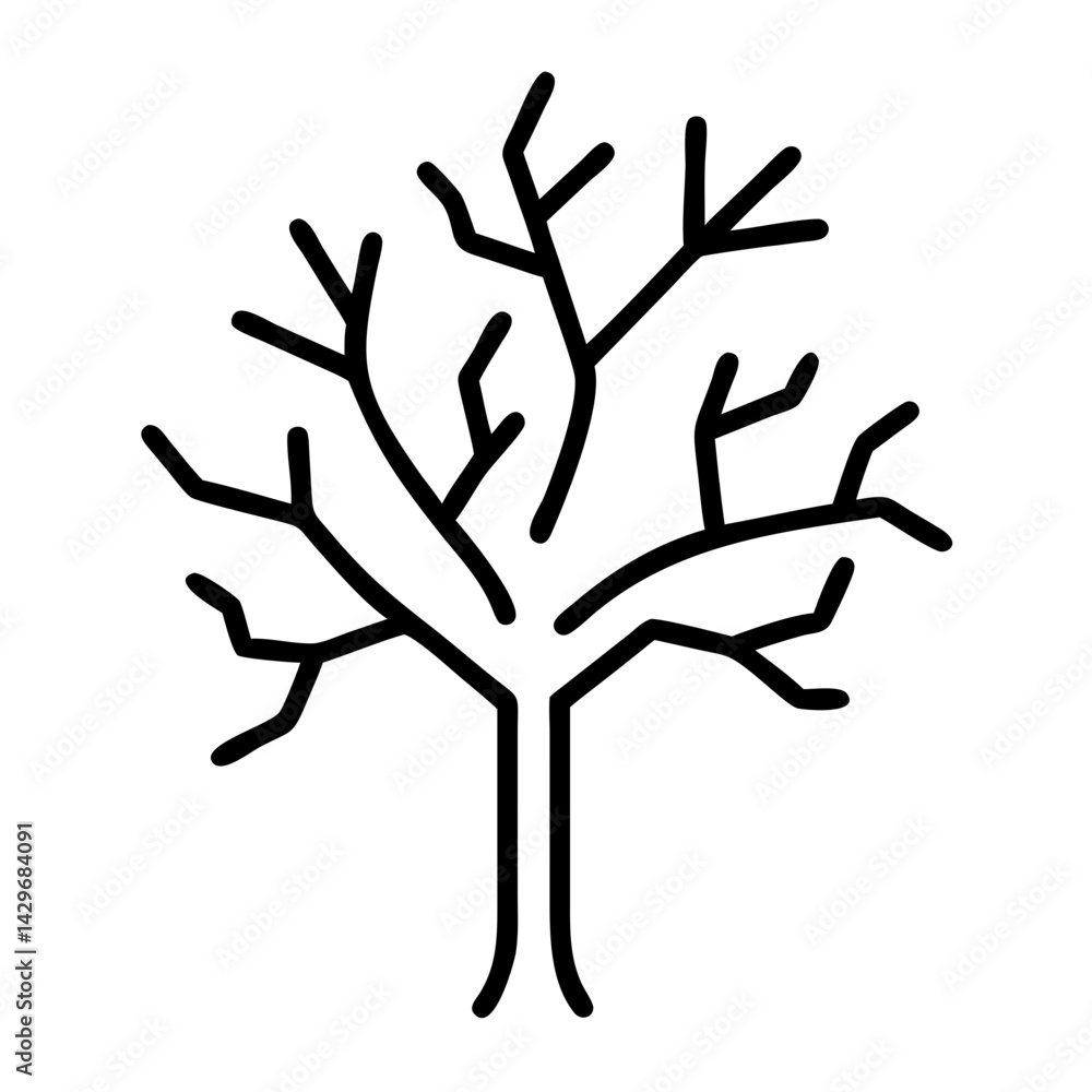 Bare Autumn Tree with Falling Branches Icon Design