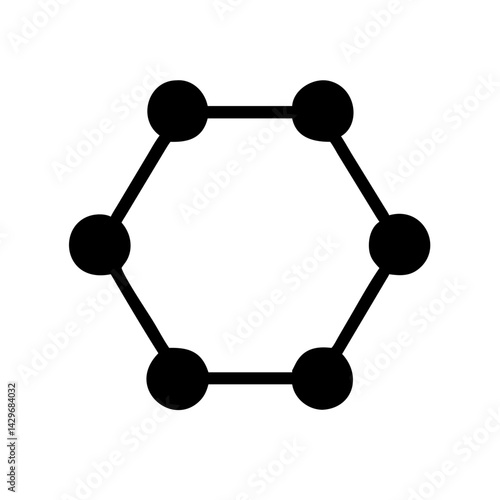 Atomic Hexagon Structure with Molecular Bonds Icon Design