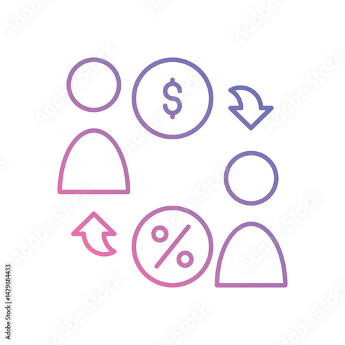 Peer-to-Peer Lending icon vector stock illustration