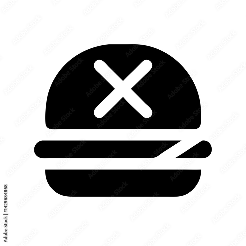 Obraz premium Burger with Cross Mark Icon Design