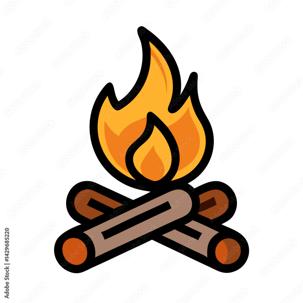 Campfire with Logs Icon Design Campfire with Logs Icon Design