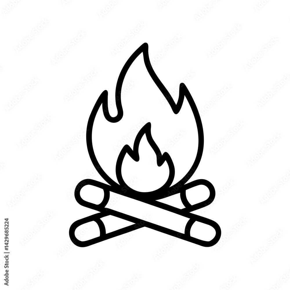 Campfire with Logs Icon Design Campfire with Logs Icon Design