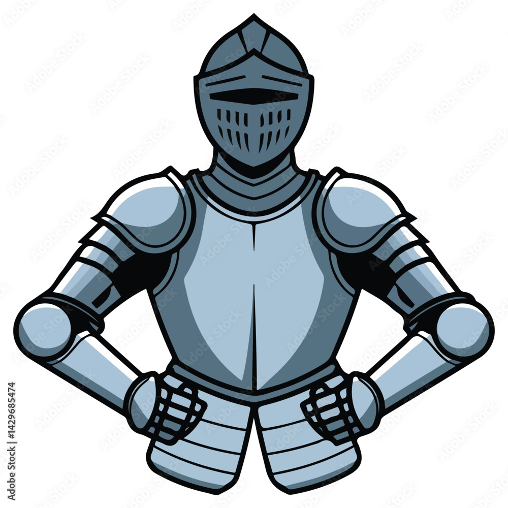 Obraz premium plate armor museum historical symbol isolated vector illustration on white background