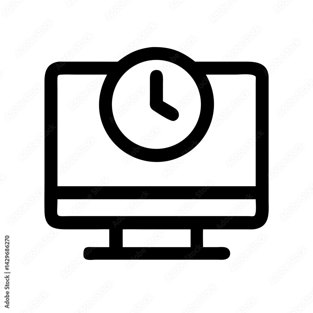 Computer with Clock Icon Design Computer with Clock Icon Design