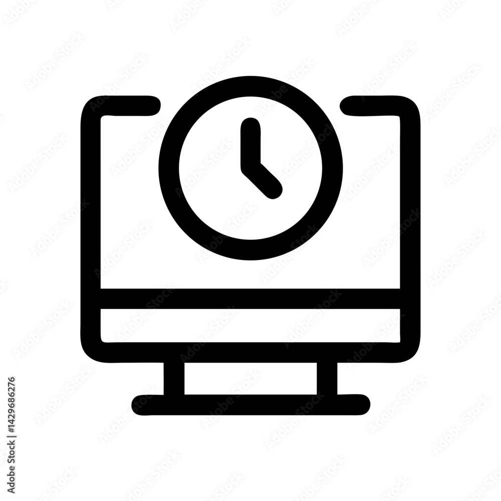 Computer with Clock Icon Design Computer with Clock Icon Design