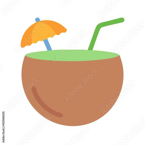 Coconut Drink Cup Icon Design