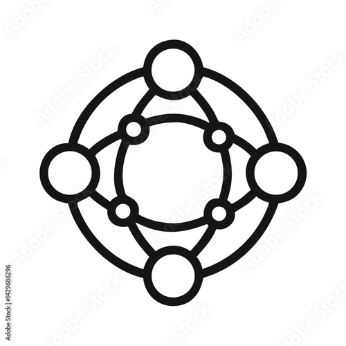 Connected Atomic Rings Icon Design