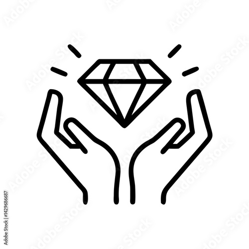 Diamond Held in Open Hands Icon Design
