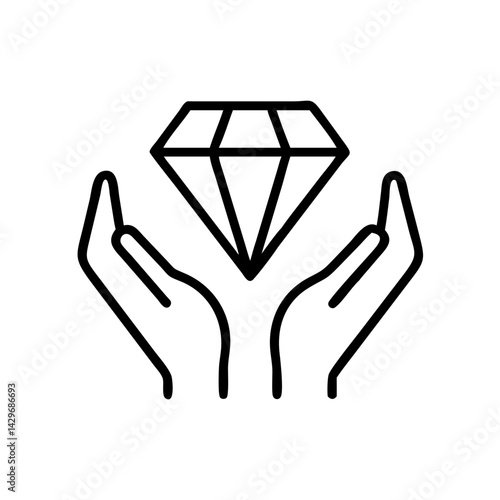 Diamond Held in Open Hands Icon Design