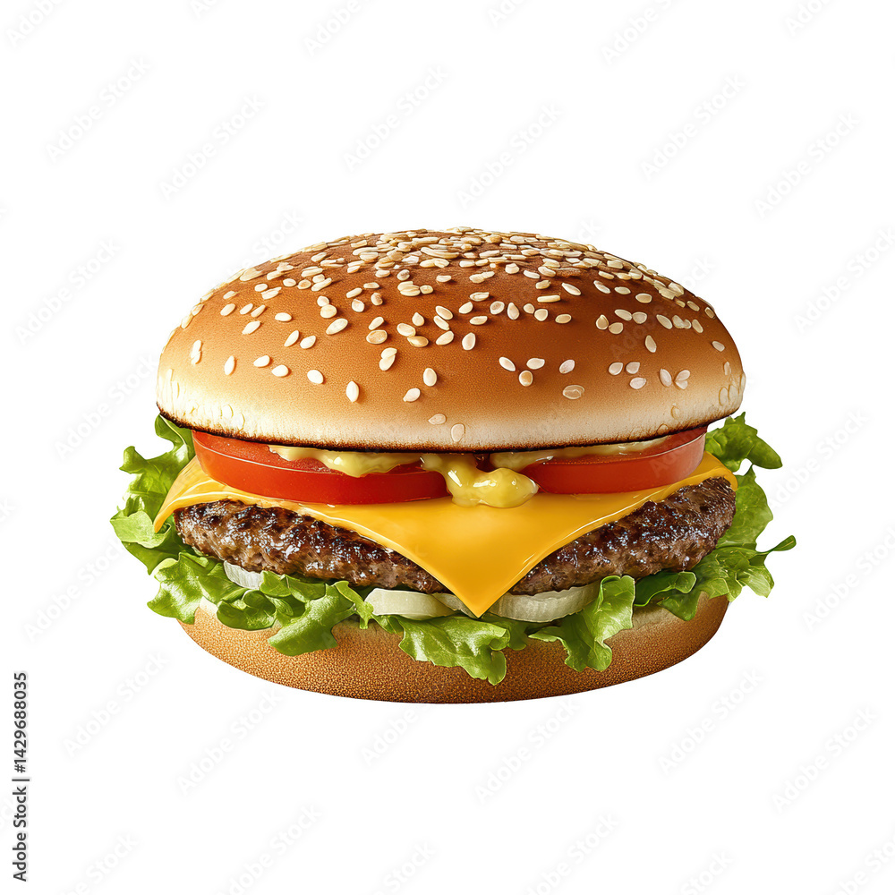 Delicious cheeseburger with fresh ingredients. Delicious cheeseburger with fresh ingredients.