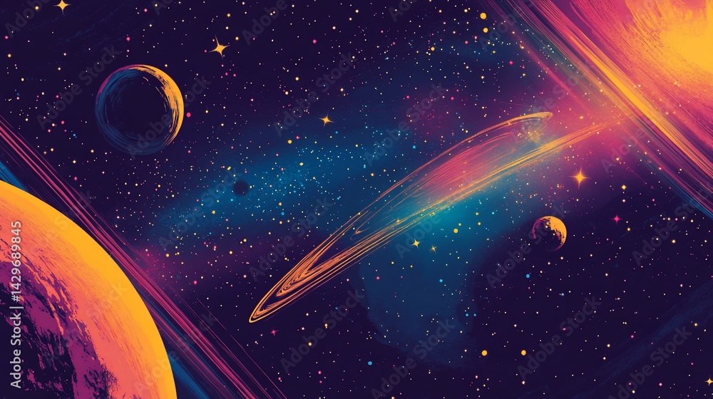 Cosmic Symphony Planets Stars and Nebulae Illustration ideal for dashboard visualization widgets Cosmic Symphony Planets Stars and Nebulae Illustration ideal for dashboard visualization widgets