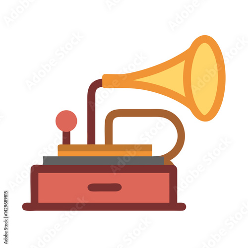 Gramophone with Music Horn Icon Design