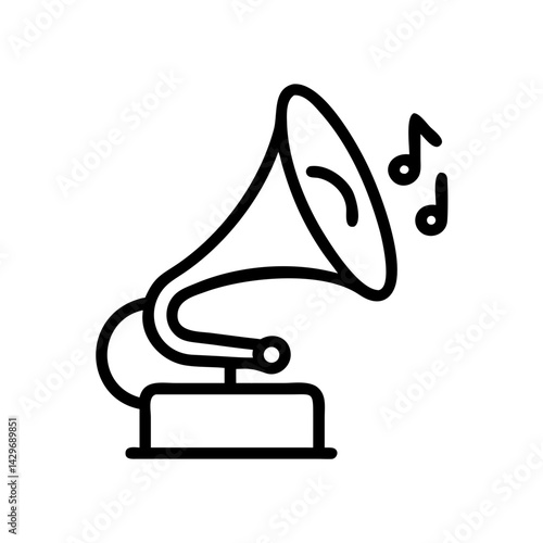 Gramophone with Music Horn Icon Design