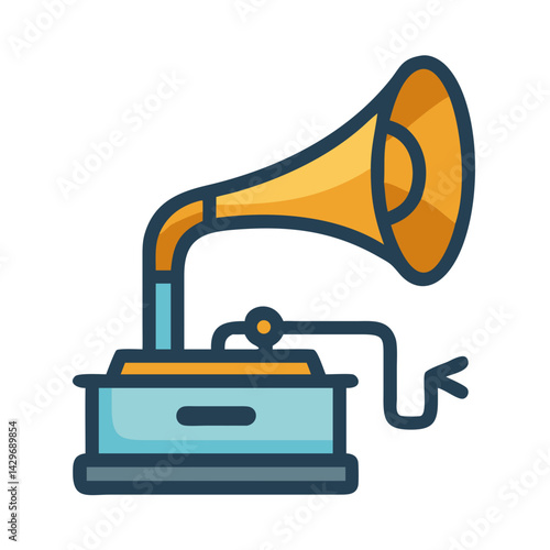 Gramophone with Music Horn Icon Design