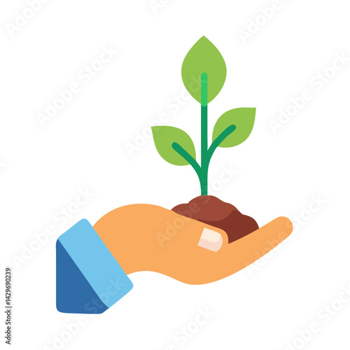 Hand Planting Small Sapling Icon Design