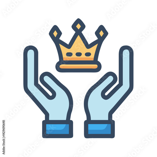 Hands Lifting Success Crown Icon Design