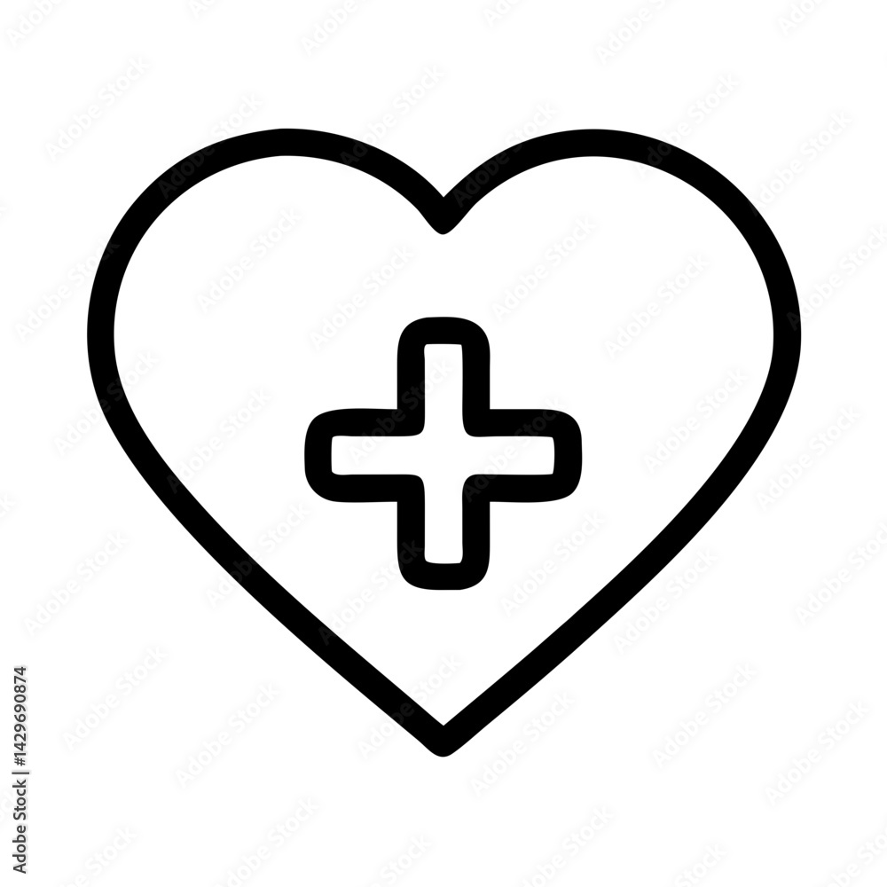 Heart Shape with Medical Plus Icon Design Heart Shape with Medical Plus Icon Design