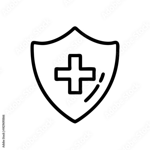 Health Shield with Protective Cross Icon Design