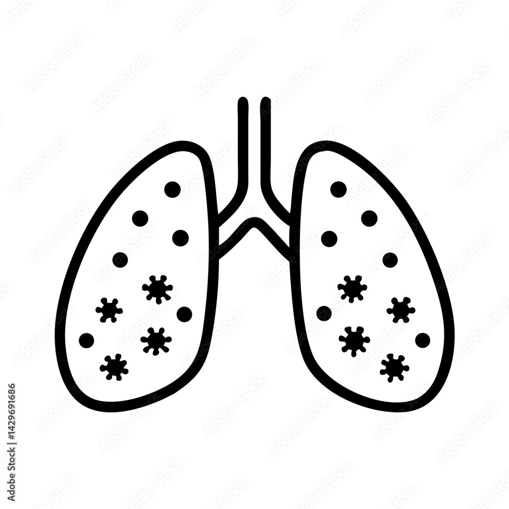 Human Lungs with Virus Spots Icon Design Human Lungs with Virus Spots Icon Design