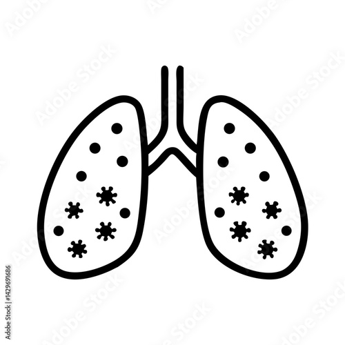 Human Lungs with Virus Spots Icon Design
