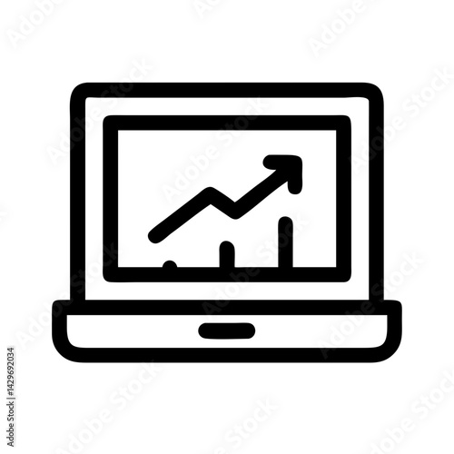 Laptop Showing Success Graph Icon Design