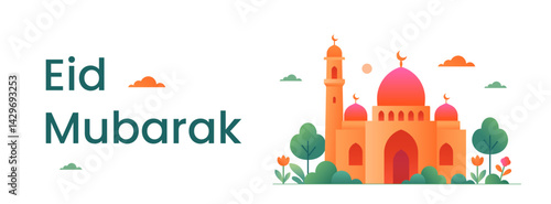 Eid Mubarak Islamic greeting card vector. Eid al Fitr and Eid al Adha calligraphy vector. Happy eid vector illustration. Eid Adha, Eid Fitr calligraphy in Islamic art