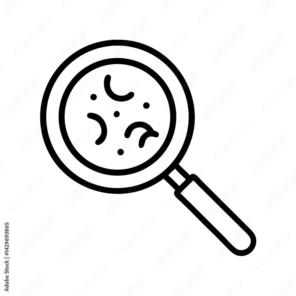 Magnifying Glass with Microbe Icon Design Magnifying Glass with Microbe Icon Design