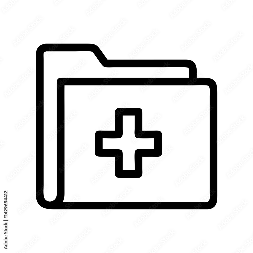 Medical Folder with Cross Label for Health Records Icon Design Medical Folder with Cross Label for Health Records Icon Design