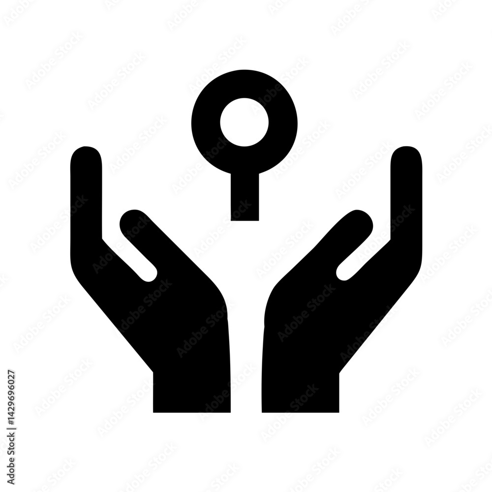 Obraz premium Open Hands Holding Rising Key for Opportunity Icon Design