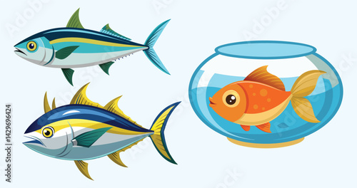Skipjack shad alosa chrysochloris, fish from North America vector set 